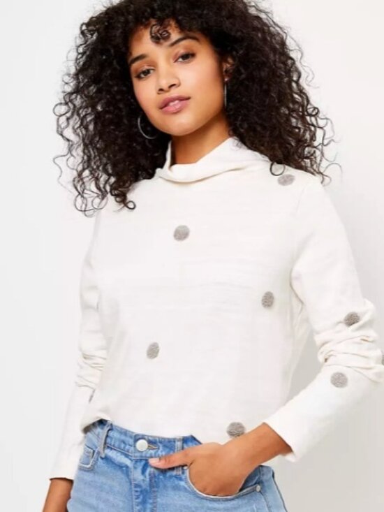 LOFT Tops - Loft dotted mock neck sweatshirt Medium
